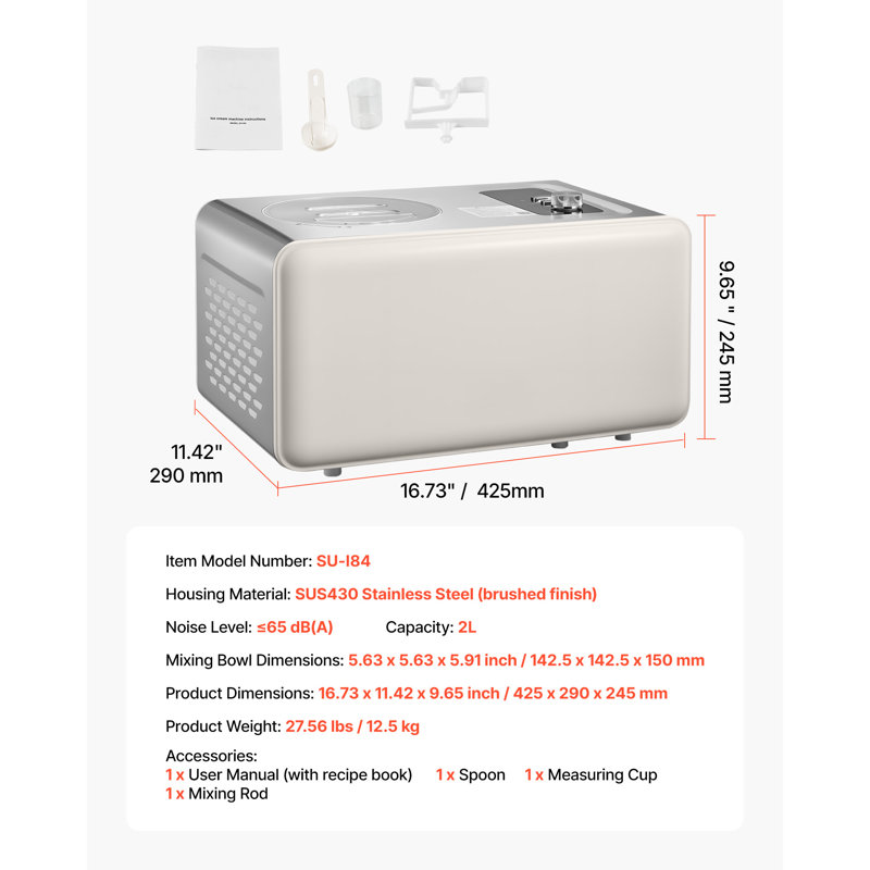 Sorbetière automatique avec compresseur intégré, 2 litres, sans précongélation, 3 modes de fonctionnement, pour la cuisine domestique, sorbetière électrique
