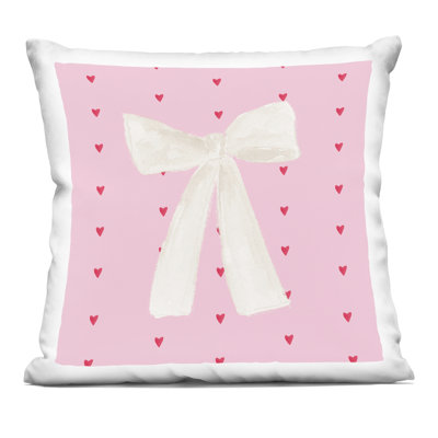 Coussin décoratif à motif de nœuds blancs sur fond blanc par Lucille Price