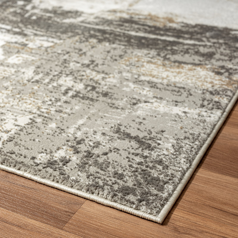 Tapis abstrait beige, Rectangle 6 pi 6 po x 9 pi 4 po