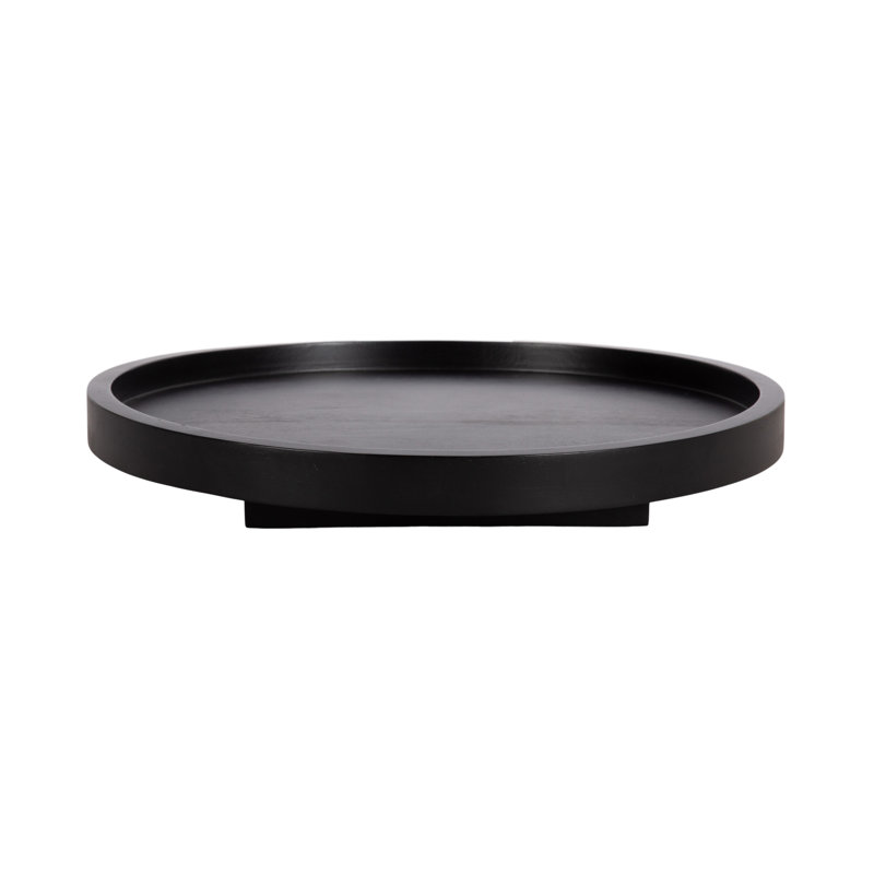 Gerldean Round Wooden Lazy Susan Tray, Black