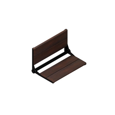 INVISIA SerenaSeat Pro Stainless, 26" Width, Medium Stain, Matte Black Frame