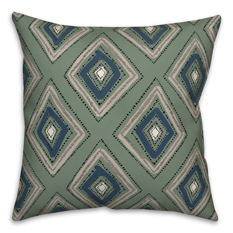 Housse de coussin carrée à losanges d’extérieur, Vert
