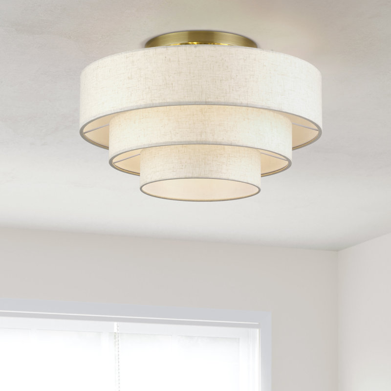 Holliman Manorwood 4 Light Antique Brass Extra Large Semi-Flush, Antique Brass