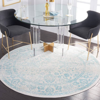 Josza Distressed Blue Floral Chenille Rug