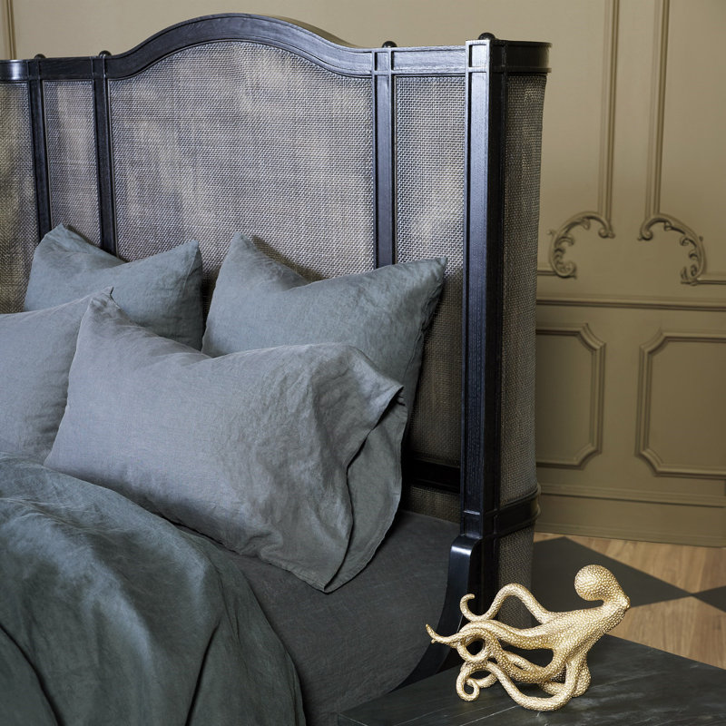 Solid Wood Bed, Black, Queen