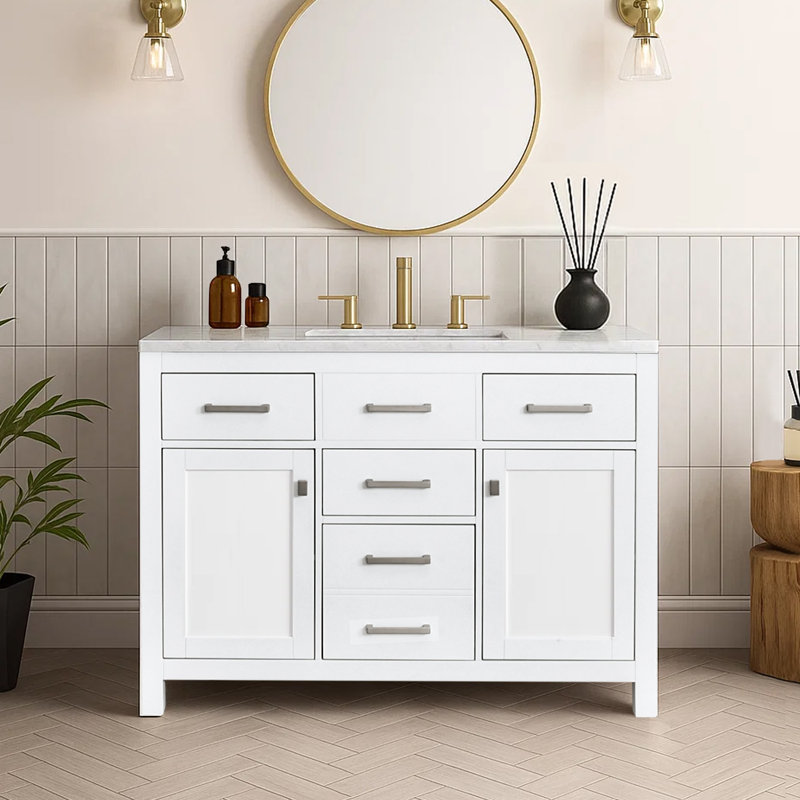 Meuble-lavabo simple 48 po - Armoire autoportante sans comptoir - blanc