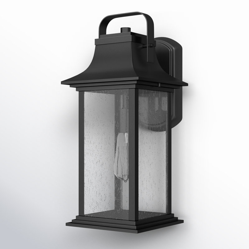 Lanterne murale d'extérieur à 1 ampoule Sereia, H 16,75 po x l 7,25 po x P 8,25 po, Noir