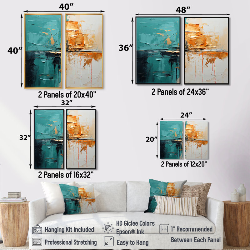 Towerside - Turquoise, art mural, Black, 36" H x 48" W, Impression encadrée flottante