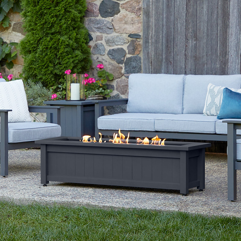 Gray 50" Steel Rectangle Propane Fire Pit Table