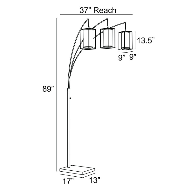 Worland 89'' Black Arched Floor Lamp