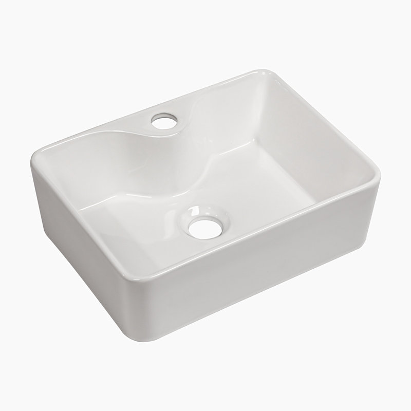 Hewei 12'' White Ceramic Rectangular Vessel Bathroom Sink