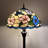 Tonsey Tiffany Floor Lamp Pink Blue Stained Glass Hummingbird Flowers Metal Base 16"W*16"D*64"H