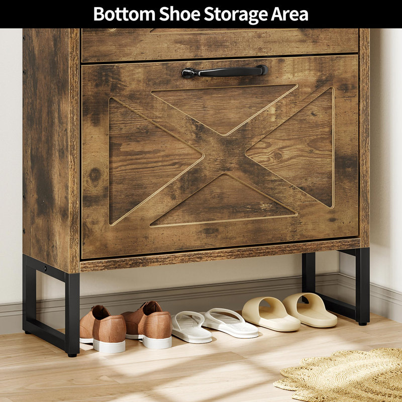 Armoire de rangement pour chaussures 12 paires 2 tiroirs 2 tiroirs
