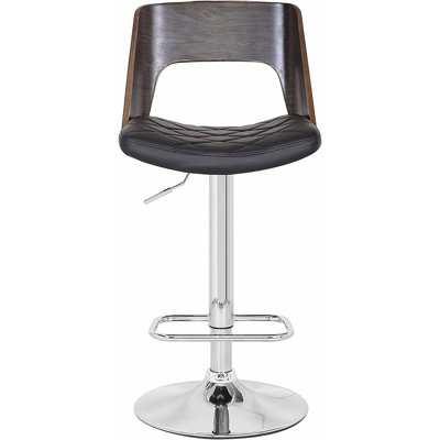 Adjustable Swivel Bar Stool With Curved Seat And Back