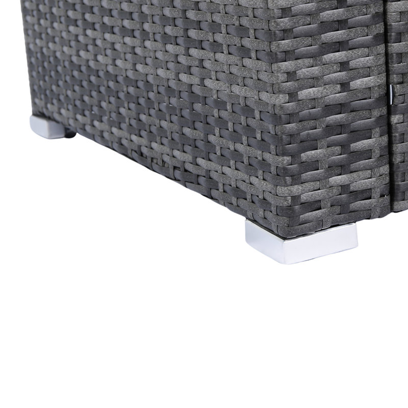 8 pièces - Patio - Extérieur avec rangement, -, Rembourrage confortable, Boîte de rangement pour sièges gris et noir
