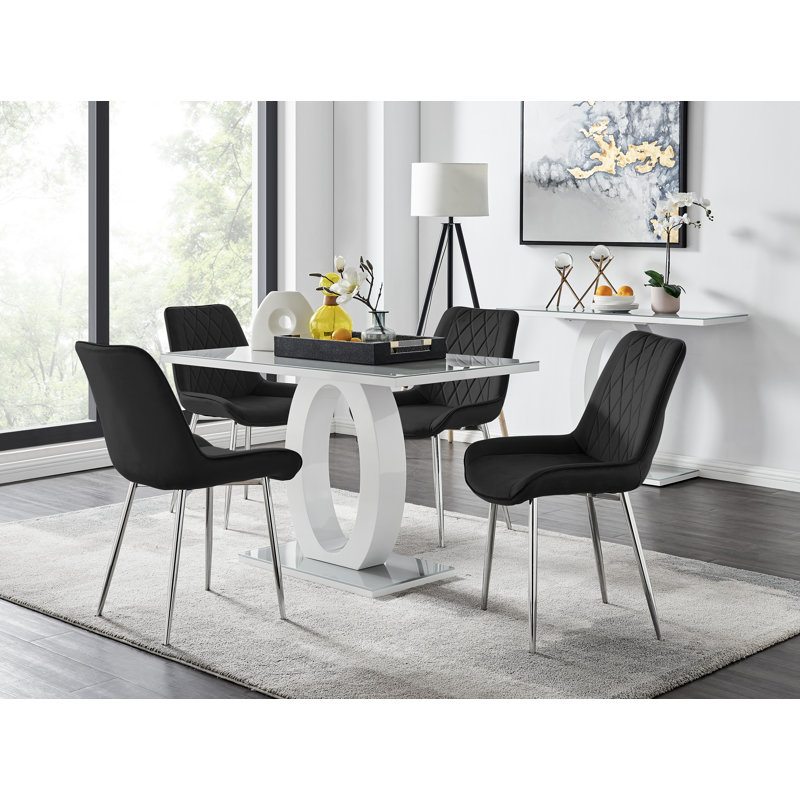 4 - Person Dining Set, Black/Silver