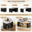 Îlot de cuisine 74 po avec prise de courant, plateau de table rabattable pliable, centre de salle à manger roulant avec armoire vitrée 74 po-365638255