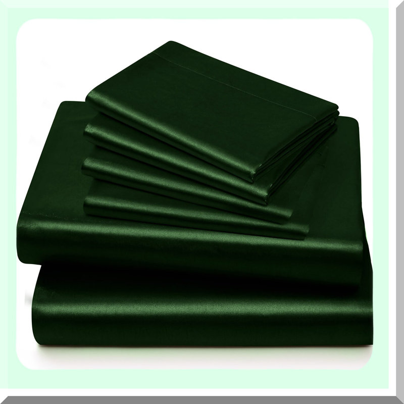 Emerald Green Silky Soft Queen Sheet Set - 6 Piece Luxury Bedding Bundle with Deep Pocket, Fitted Sheet, Flat Sheet, and Pillowcases - Queen Size