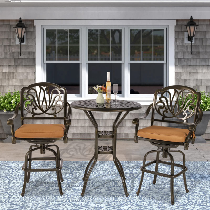 Ghevont Round Outdoor Bar Table Yes , 30.98 " W 30.98 " D, Bronze