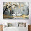 Ensemble de salon gris et or avec cygnes «Love Under Cherry Blossom III»-107201185-107201190