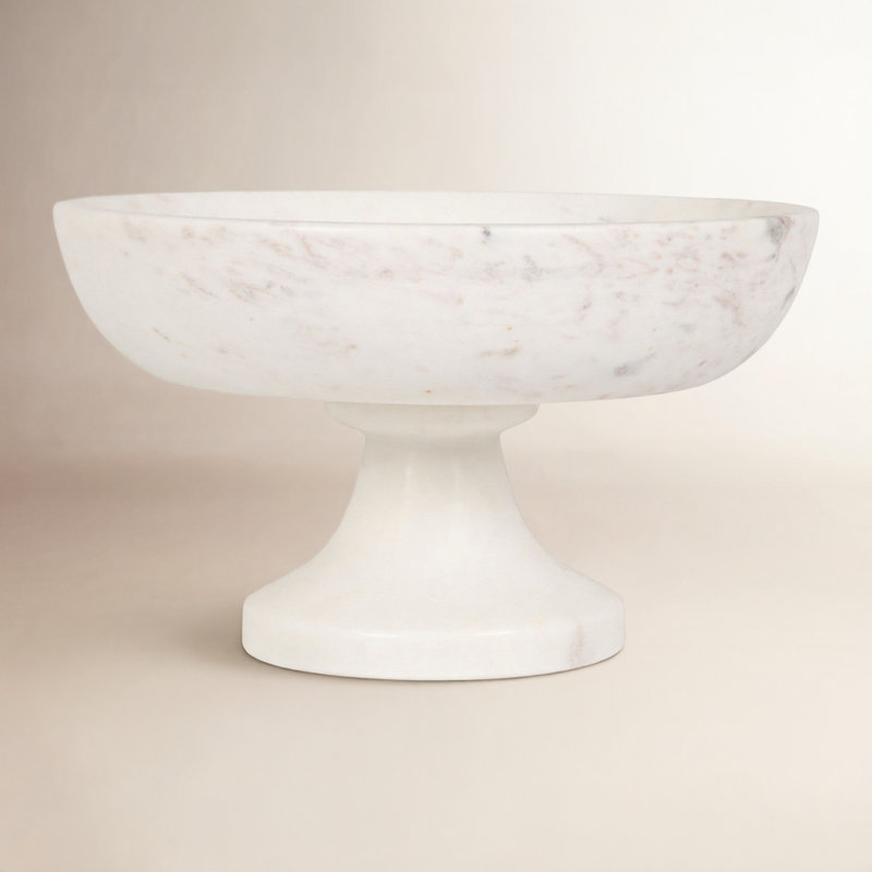 Birch Lane™ Adelphine Marble Serving Bowl, White