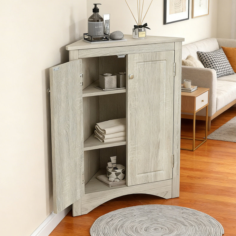 Armoire de rangement en chêne avec tablettes réglables et armoire de plancher autoportante pour la cuisine, Chêne