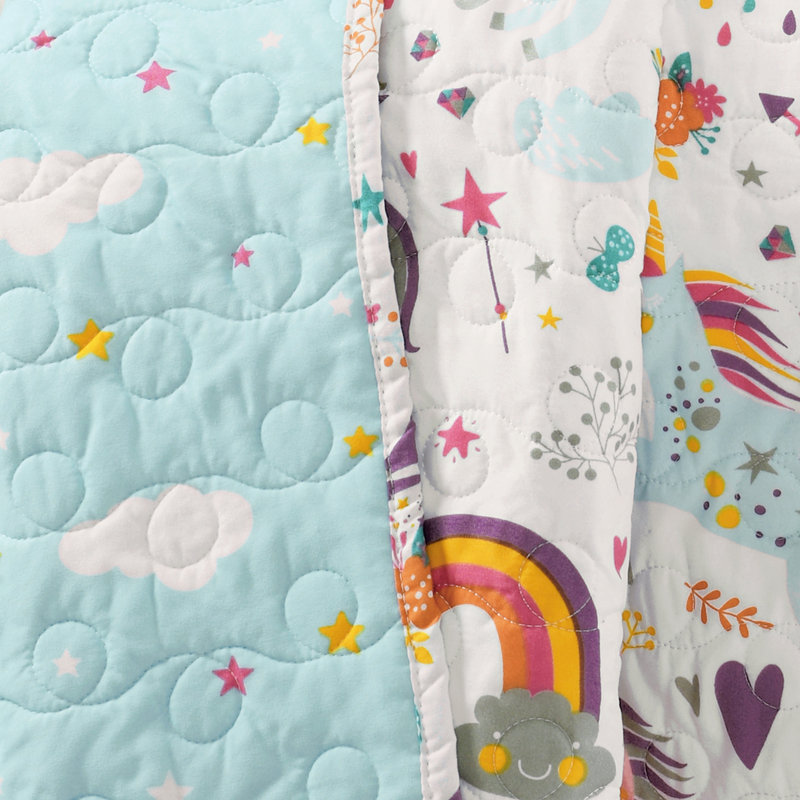 Unicorn Heart 100% Polyester Baby Blanket, White