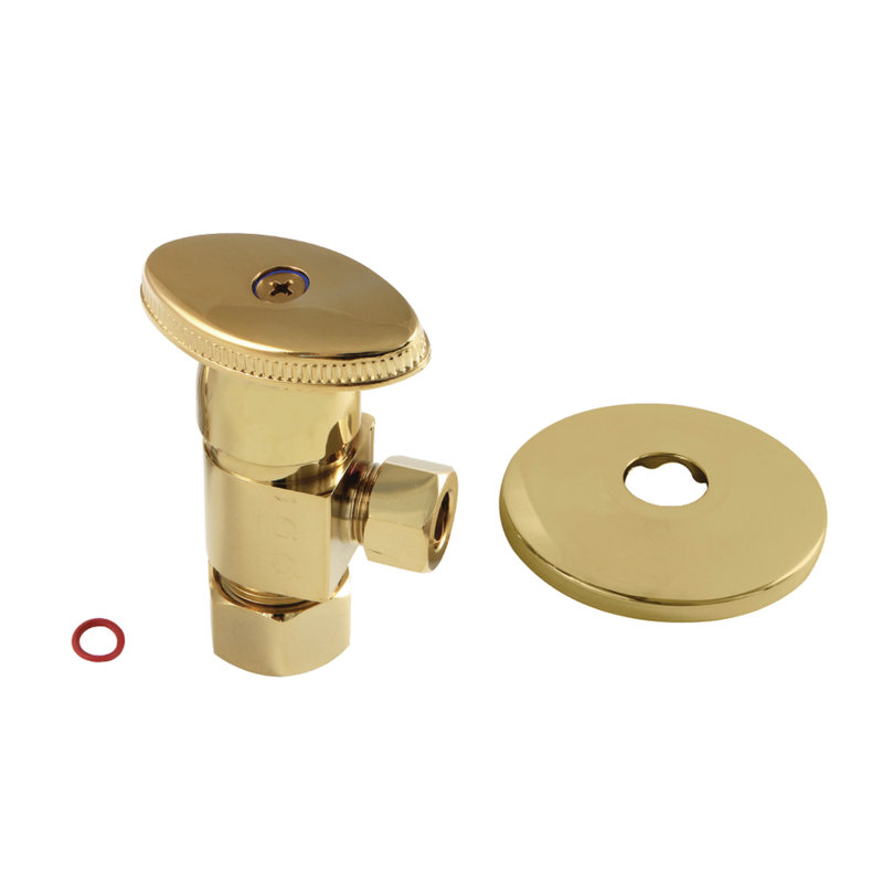 Kingston Brass 5/8-Inch OD Comp x 3/8-Inch OD Comp Anti-Seize Deluxe Quarter-Turn Ceramic Hardisc Cartridge Angle Stop with Flange