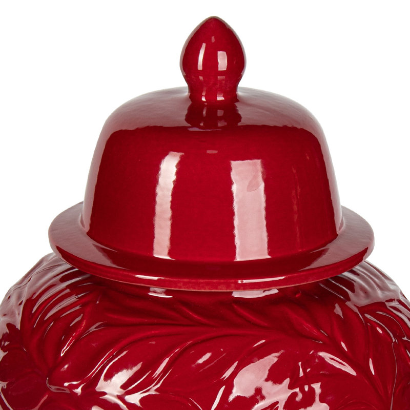Ceramic / Porcelain Decorative Urns & Jars, Red, 46cm H x 24.50cm W x 24.50cm D