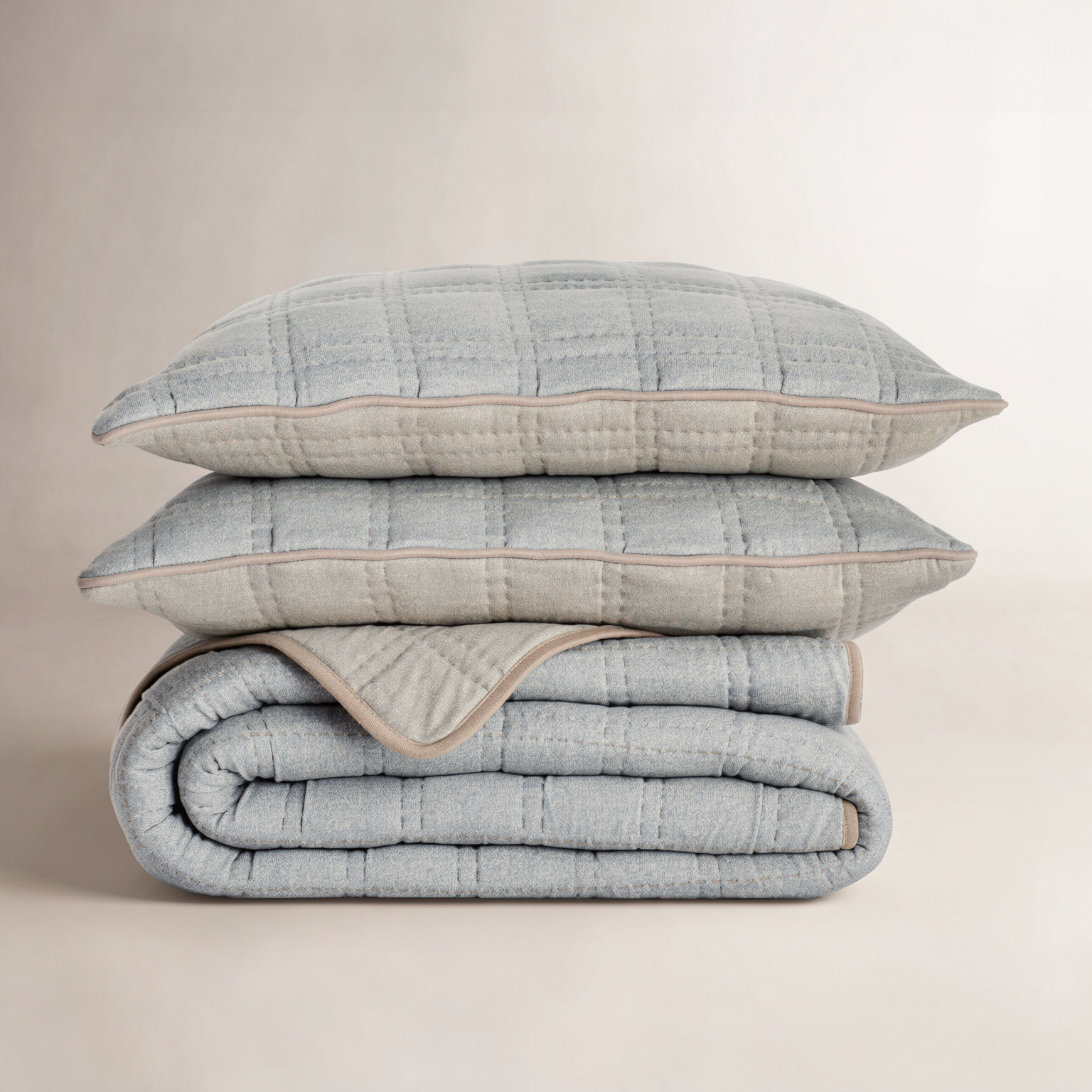 Gana Cotton Quilt Set, Queen, Mineral