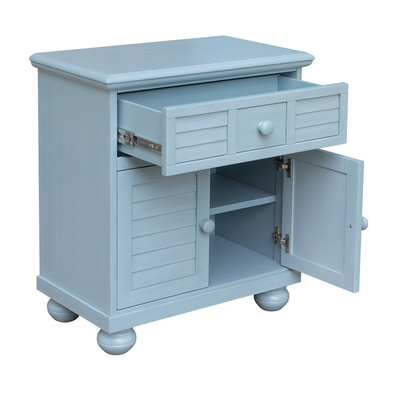Beachfront Friedrich 2 Door/Single Drawer Nightstand, Ocean Blue