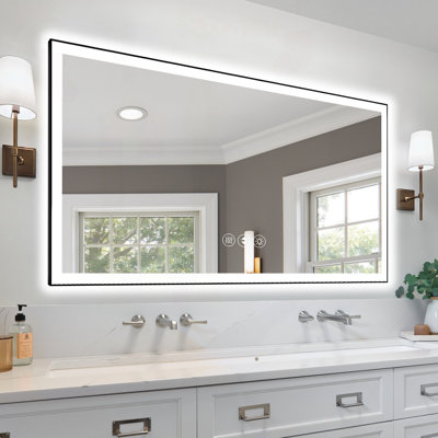 Miroir de salle de bain intelligent sans cadre à DEL
