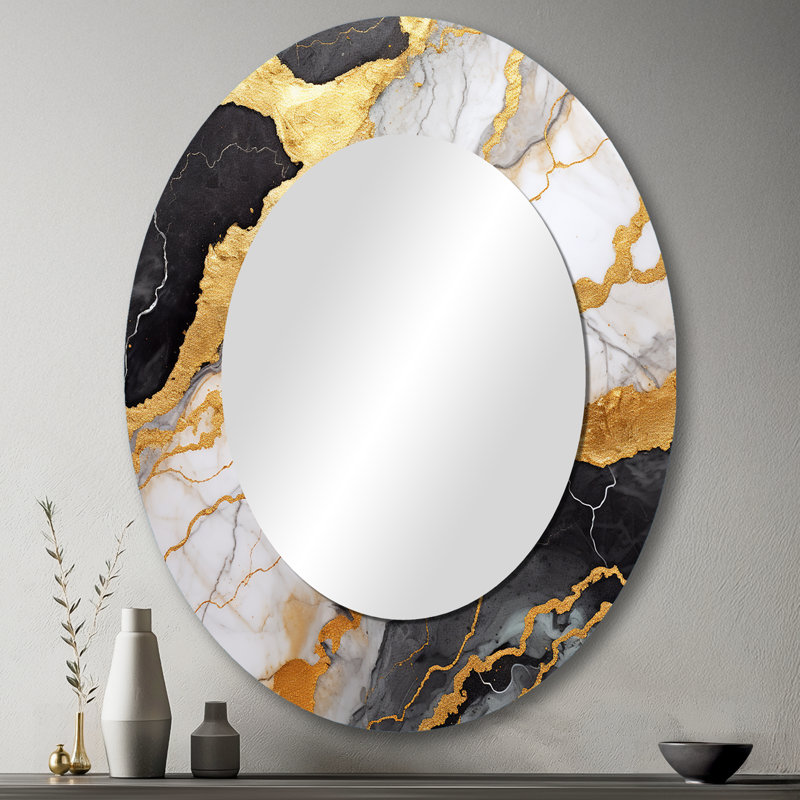 Miroir mural moderne doré et gris, 43 po x 33 po