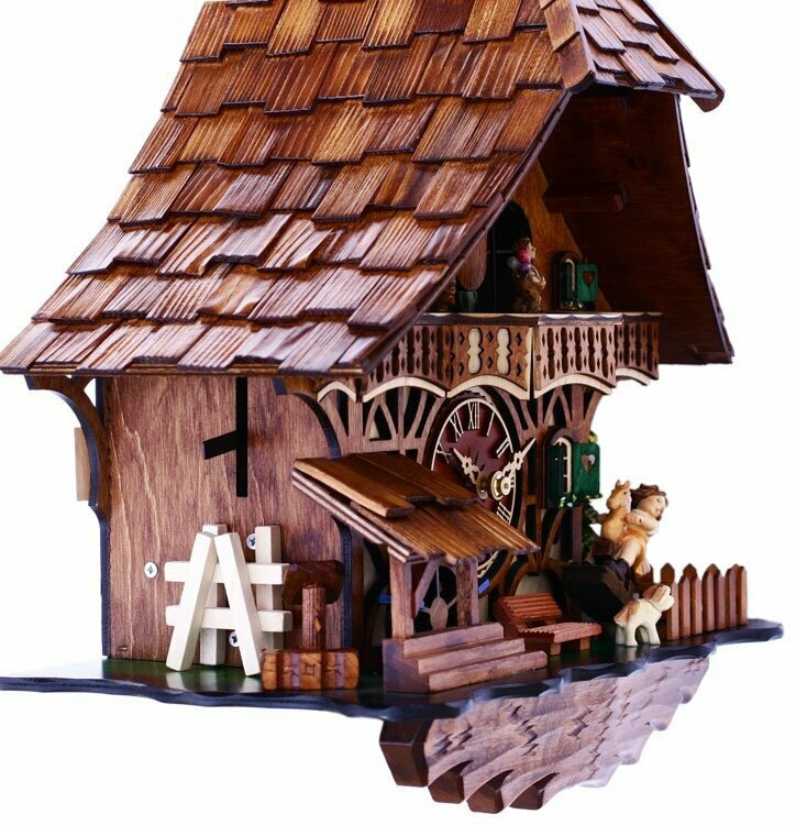  Horloge coucou musicale avec roue à eau et personnages animés - 13 po