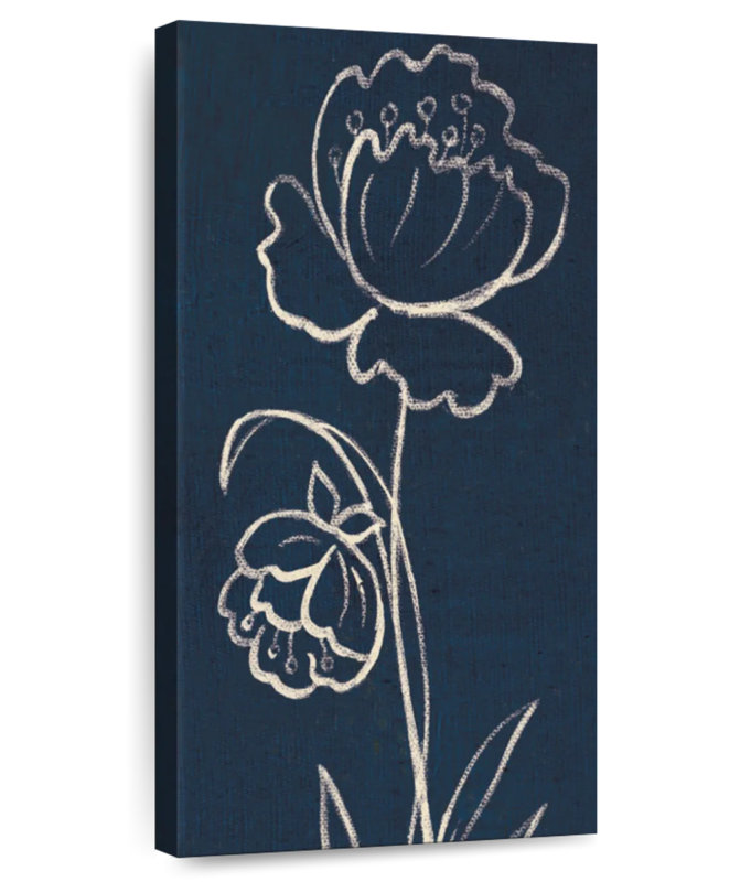 An Indigo Floral II, H 24 po x l 12 po