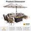 Ensemble de 12 meubles de patio extérieur avec table de foyer 54 po, table basse à lumière solaire et parasol double face 14,5 pi avec base, siège en osier PE pour 8-965407476