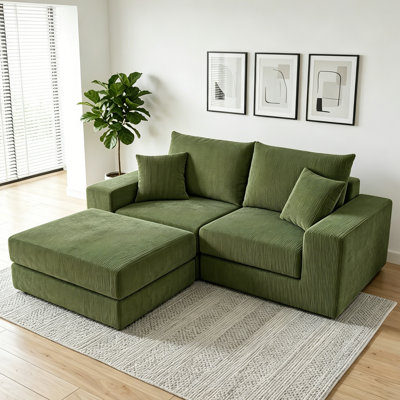 Canapé-lit modulaire en forme de L 79,5 po avec siège en tissu d'ameublement en L et siège repose-pieds amovible avec repose-pieds amovible - aucun assemblage requis