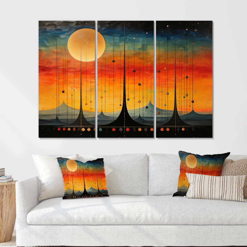 Croker - ensemble d'art mural abstrait paysage, H 28 po x l 36 po x P 1 po, Toile tendue