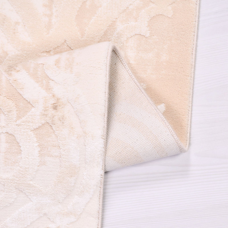 Tapis moderne / abstrait crème lavable à la machine antidérapant, Tapis de couloir 2 pi 7 po x 6 pi 6 po
