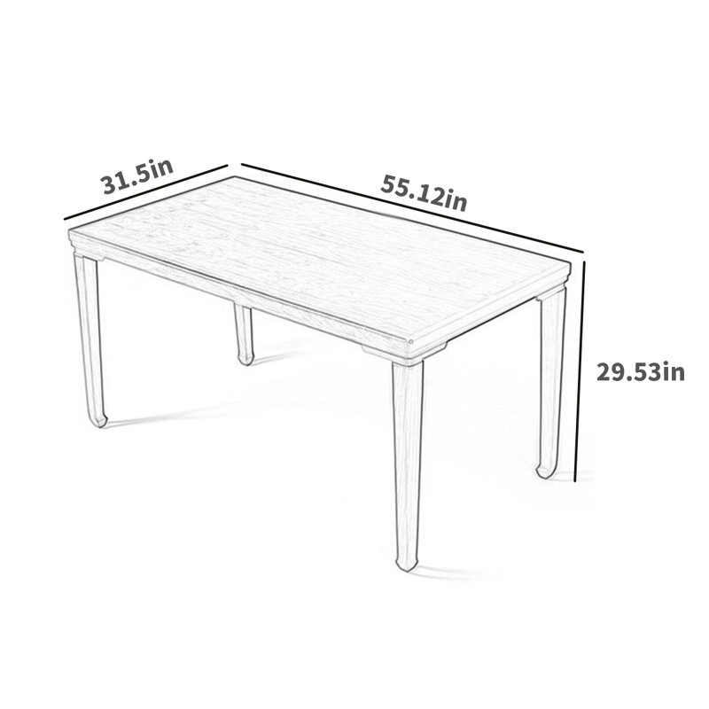 The Solid Wood Dining Room Is Modern And Simple Walnut Solid Wood Dining Table, 31.5" W x 55.12" L