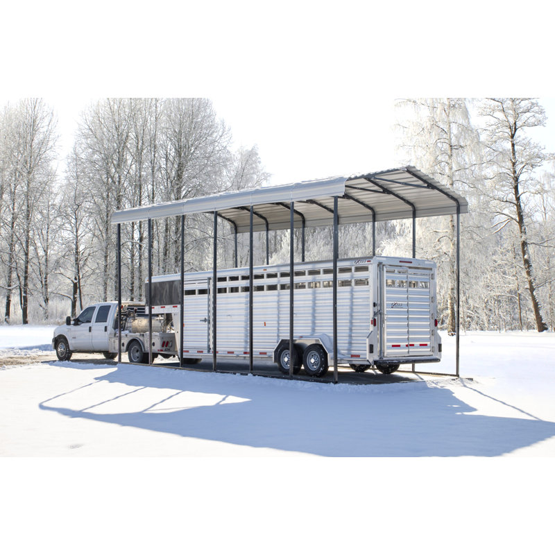 Galvanized Steel Rv Carport, 14X29X14, Eggshell, 14 H' x 29 W' x 14 D'