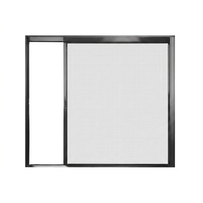 108 In. X 80 In. Right To Left Matte Black Aluminum Sliding Retractable Screen Door With Quick Latch