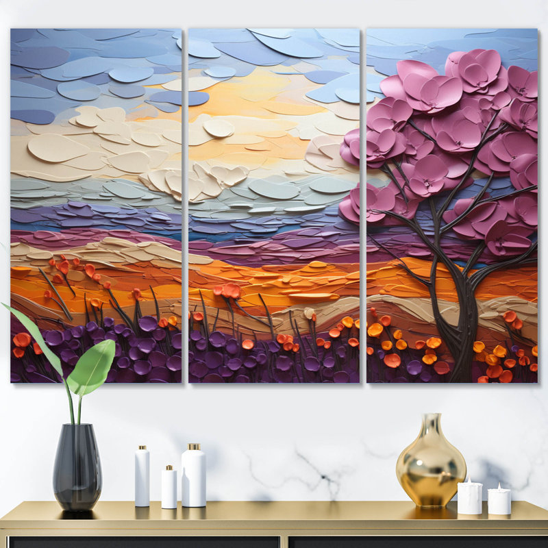 «Emotion Terrain I» sur toile, ensemble de 3 pièces, H 28 po x l 36 po x P 1 po