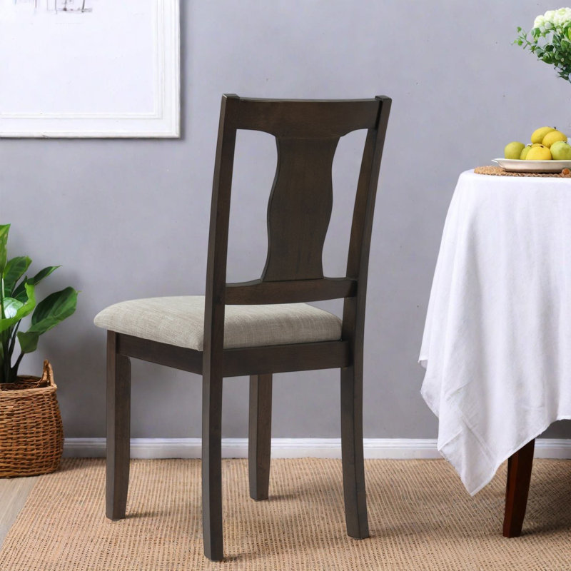 Ensemble de 4 chaises de salle à manger confortables, en bois d'hévéa, style cuisine moderne et compact, Bois espresso