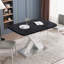 Table de salle à manger moderne carrée, extensible, avec plateau de table en marbre imprimé et panneau de fibres à densité moyenne-1448545999-1467012516