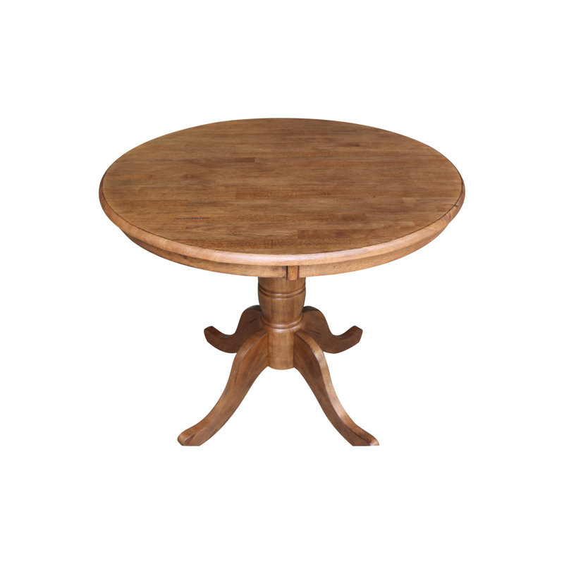 Table de salle à manger à piédestal en bois massif, H 30 po x L 36 po x l 36 po, Chêne vieilli
