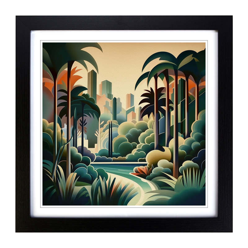 Landscape Deco - Framed Print, Black