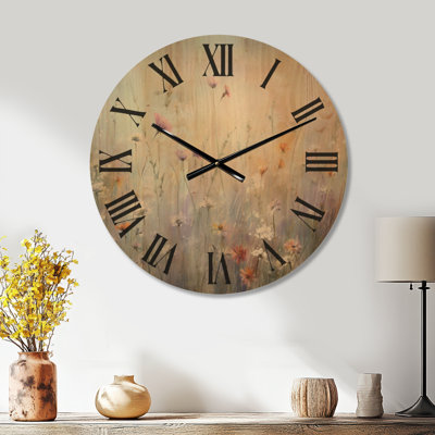  Horloge murale Botanical Wood - Wildflowers Wander Meadows