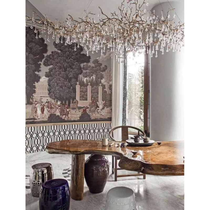 Lustre Light Bijout Branches, Givré, Bronze noir, 30” Length x 18" Wide x 24" Height