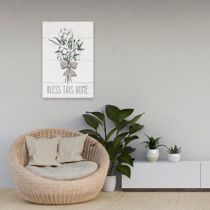 «Blessed II Black Bow» - Tableau de grange Bless Bless This Home Bouquets Art, H 24 po x l 16 po